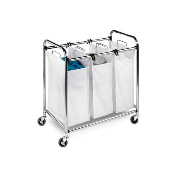 Honey-Can-Do Heavy-Duty Triple Section Laundry Sorter, Chrome, Steel/Cotton/Plastic SRT-01235 - main